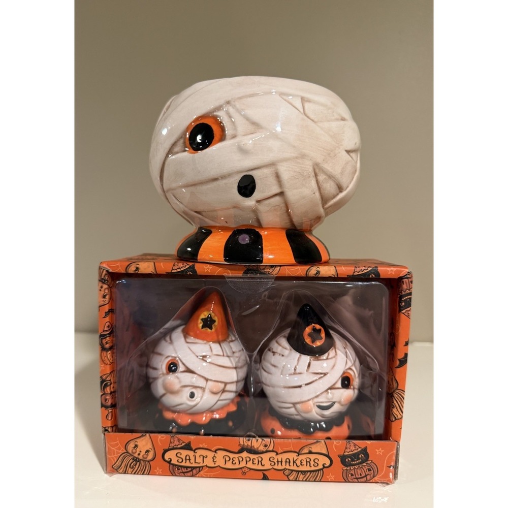 Johanna Parker Mummy Bowl & Salt Pepper Bundle Halloween 2026 New